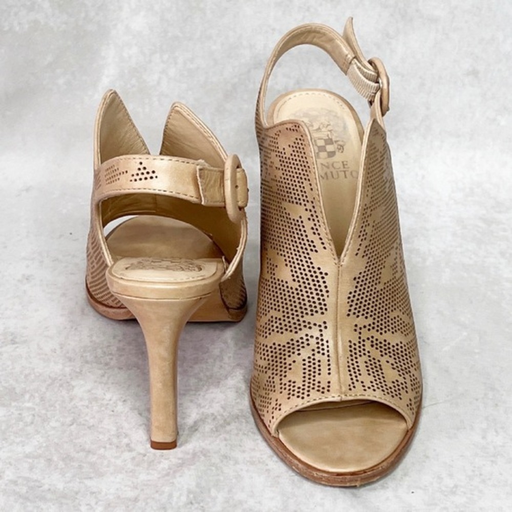 Vince Camuto Nattey2 Perforated Leather Sandals Slingback Heels Size 7.5 - Picture 3 of 10